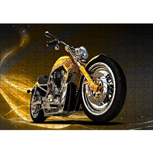 Cakapuzzle  Sarı Chopper Motorsiklet Puzzle Yapboz Mdf Ahşap