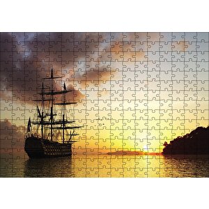 Günbatımında Kalyon Puzzle Yapboz Mdf Ahşap 255 Parça