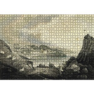Koyda Binalar Yamaçta Koyunlar Puzzle Yapboz Mdf Ahşap 1000 Parça