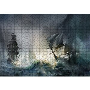Lar Fırtınadaki Yelkenli Gemiler Puzzle Yapboz Mdf Ahşap 500 Parça
