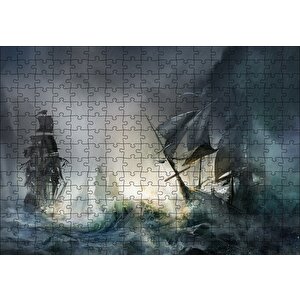 Cakapuzzle Lar Fırtınadaki Yelkenli Gemiler Puzzle Yapboz Mdf Ahşap
