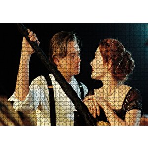 Cakapuzzle  Titanic Jack Ve Rose Güvertede Halatlara Tutunuyor Puzzle Yapboz Mdf Ahşap