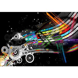 Renkli Şeritler Daireler Ve Yıldızlar Puzzle Yapboz Mdf Ahşap 255 Parça