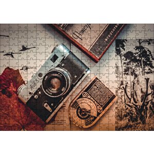 Antika Fotoğraf Makinesi Ve Fotoğraflar Puzzle Yapboz Mdf Ahşap 255 Parça