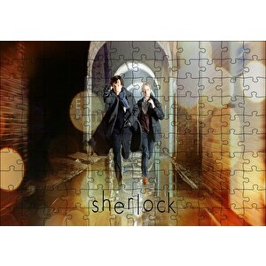Sherlock Ve Watson Koşuyor Puzzle Yapboz Mdf Ahşap 120 Parça