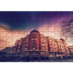 Mimari Kırmızı Köşe Bina Puzzle Yapboz Mdf Ahşap 120 Parça