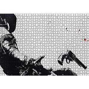 Kovboy Düşerken Yakın Detay Siyah Beyaz Puzzle Yapboz Mdf Ahşap 1000 Parça