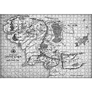 Yüzüklerin Efendisi Harita Beyaz Puzzle Yapboz Mdf Ahşap 500 Parça