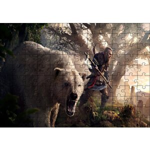 Assassins Creed Baltalı Savaşçı Ve Ayı Puzzle Yapboz Mdf Ahşap 120 Parça