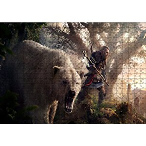 Assassins Creed Baltalı Savaşçı Ve Ayı Puzzle Yapboz Mdf Ahşap 500 Parça