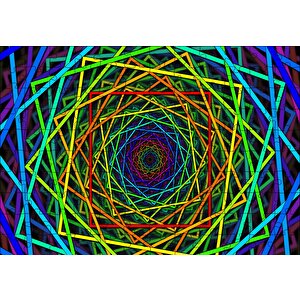 İçiçe Sarmal Renkli Kareler Puzzle Yapboz Mdf Ahşap 120 Parça