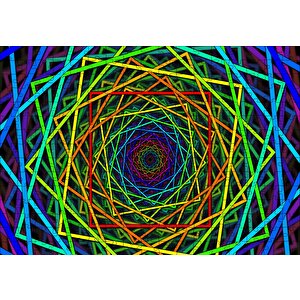 İçiçe Sarmal Renkli Kareler Puzzle Yapboz Mdf Ahşap 255 Parça