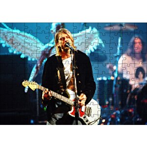 Kurt Cobain Sahnede Şarkılarıyla Puzzle Yapboz Mdf Ahşap 120 Parça