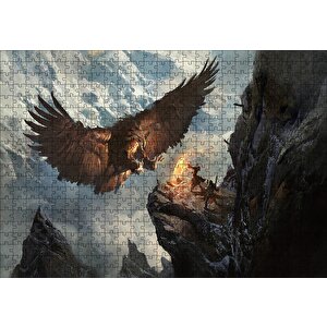 Dev Kartal Ve Kayalıktaki Savaşçılar Puzzle Yapboz Mdf Ahşap 500 Parça