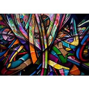 Graffiti İçiçe Renkli Harfler Puzzle Yapboz Mdf Ahşap 500 Parça