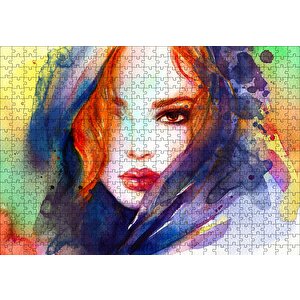 Modern Sanat Başı Örtülü Kadın Puzzle Yapboz Mdf Ahşap 500 Parça
