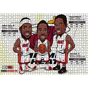 Nba Lebron Dwyane Chris Karikatürize Puzzle Yapboz Mdf Ahşap 1000 Parça
