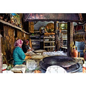 Sacda Ekmek Yapan Kadınlar Puzzle Yapboz Mdf Ahşap 120 Parça