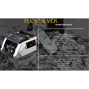 Plus Silver Para Sayma Makinası TL, Euro Karışık Sahte Ayırır
