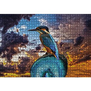 Gün Batımı Yalı Çapkını Kuş Puzzle Yapboz Mdf Ahşap 1000 Parça