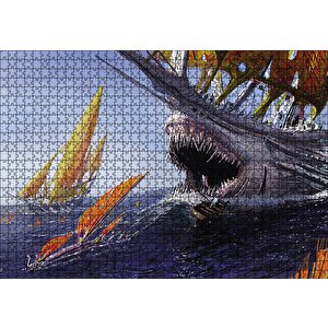 Canavar Gemi Yağlıboya Görseli Puzzle Yapboz Mdf Ahşap 1000 Parça