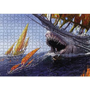 Canavar Gemi Yağlıboya Görseli Puzzle Yapboz Mdf Ahşap 500 Parça