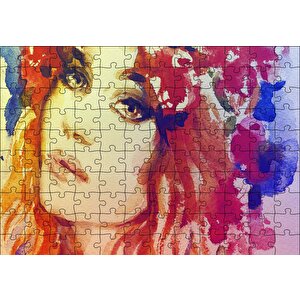 Kadın Suluboya Çizim Görsel Puzzle Yapboz Mdf Ahşap 120 Parça