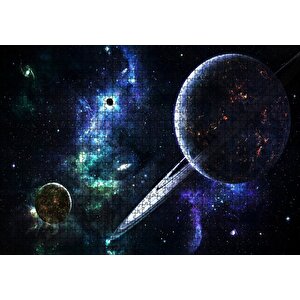 Cakapuzzle Uzayda Görünüm Gezegeller Yıldızlar Güneş Tutulması Puzzle Yapboz Mdf Ahşap