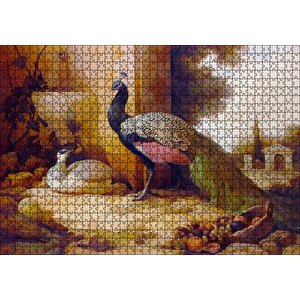 Saray Bahçesinde Bir Çift Tavuskuşu Puzzle Yapboz Mdf Ahşap 1000 Parça