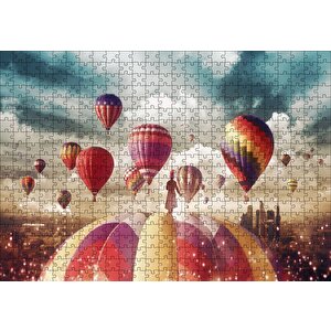 Sıcak Hava Balonları Ve Bulutlar Puzzle Yapboz Mdf Ahşap 500 Parça