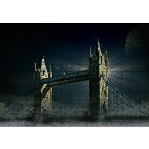 Londra Tower Bridge Gece Manzarası Puzzle Yapboz Mdf Ahşap 255 Parça