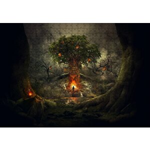 Korkunç Ağaç Ve Yalnız Adam Puzzle Yapboz Mdf Ahşap 500 Parça
