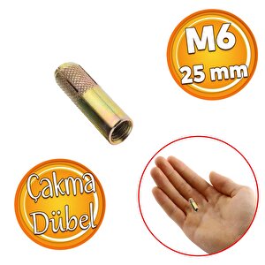 Çakma Çelik Dübel İç Dişli M6 Mm Raf İskele Montaj Bağlantı Monte Zemin Tavan Beton Asma Aparat