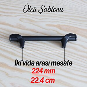 Prade 224 Mm Mat Siyah Metal Kulp Mobilya Çekmece Mutfak Dolap Kapak Kulpları Dolabı Kulbu Kulpu