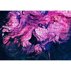 Karışan Pembe Lacivert Dalgalı Desenler Puzzle Yapboz Mdf Ahşap 500 Parça