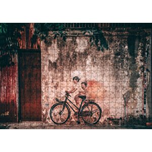 Grafiti Bisiklet Çocukları Görseli Puzzle Yapboz Mdf Ahşap 500 Parça