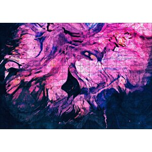 Karışan Pembe Lacivert Dalgalı Desenler Puzzle Yapboz Mdf Ahşap 255 Parça