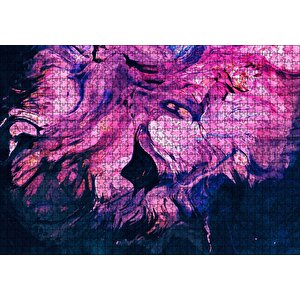 Karışan Pembe Lacivert Dalgalı Desenler Puzzle Yapboz Mdf Ahşap 1000 Parça