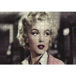 Marilyn Monroe Pembe Elbiseli Portre Puzzle Yapboz Mdf Ahşap 255 Parça