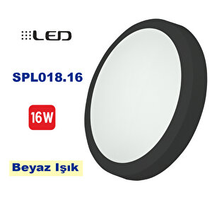 16w Led Sıva Üstü Armatür (SPL018.16 - Beyaz Işık) Siyah