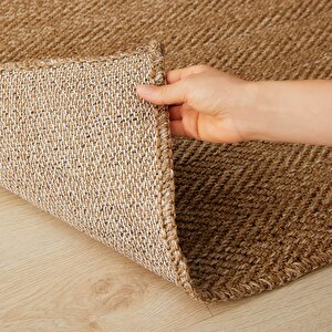 Ocean Home Textile Yıkanabilir Jüt Görünümlü Naturel Renk Balıksırtı Halı Kilim 100 X 300 Cm