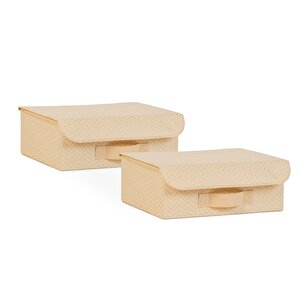 Ocean Home Textile 2'li Bej Balıksırtı Kapaklı Kutu Set 30 X 23 X 11 Cm