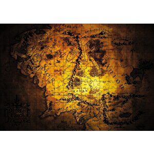 Cakapuzzle  Yüzüklerin Efendisi Orta Dünya Rohan Haritası Puzzle Yapboz Mdf Ahşap