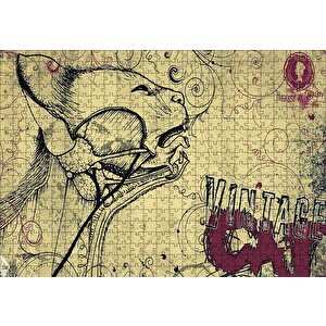 Kedi Detaylı Kesit Çizim Puzzle Yapboz Mdf Ahşap 500 Parça