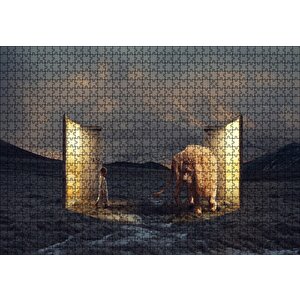 Uyurgezer Kız Ve Narnia Aslanı Puzzle Yapboz Mdf Ahşap 1000 Parça