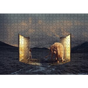 Uyurgezer Kız Ve Narnia Aslanı Puzzle Yapboz Mdf Ahşap 500 Parça