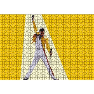 Freddie Mercury Sarı Zemin Puzzle Yapboz Mdf Ahşap 1000 Parça