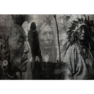 Bilge Kızılderililer Siyah Beyaz Puzzle Yapboz Mdf Ahşap 255 Parça
