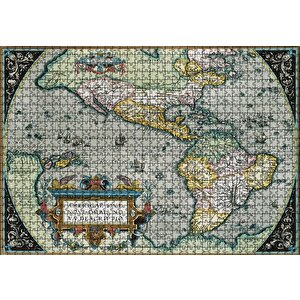Amerikanın İlk Haritası 1570 Görsel Puzzle Yapboz Mdf Ahşap 1000 Parça