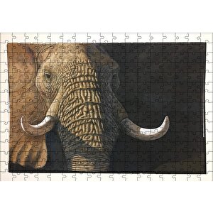İhtiyar Fil Yakın Çekim Puzzle Yapboz Mdf Ahşap 255 Parça